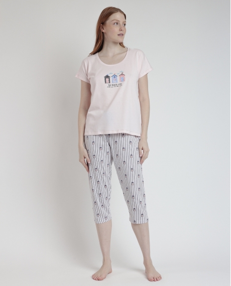 ADMAS Pijama Manga Corta Beach Life para Mujer ROSA
