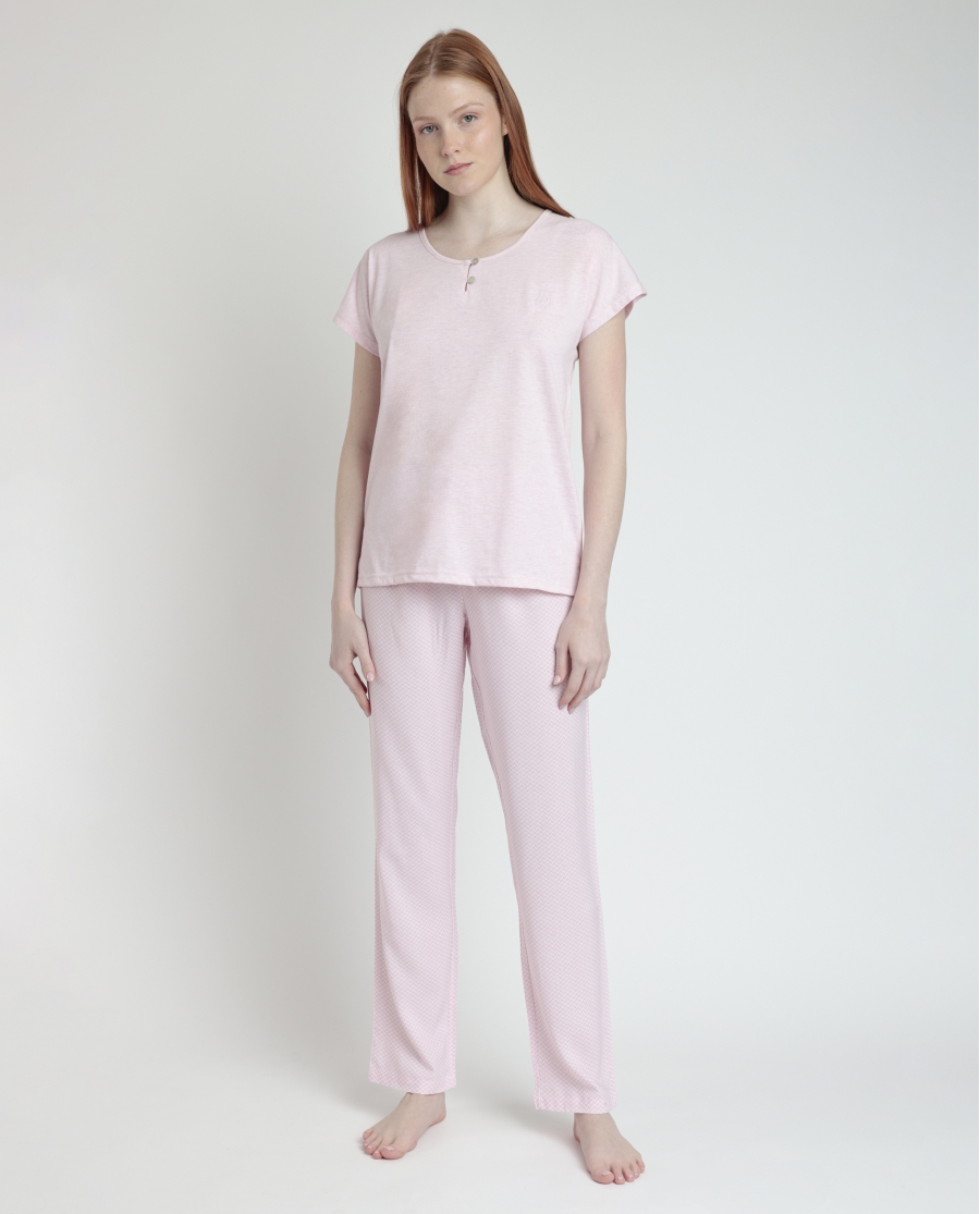 ADMAS CLASSIC Pijama Manga Corta Classic Spiga para Mujer ROSA