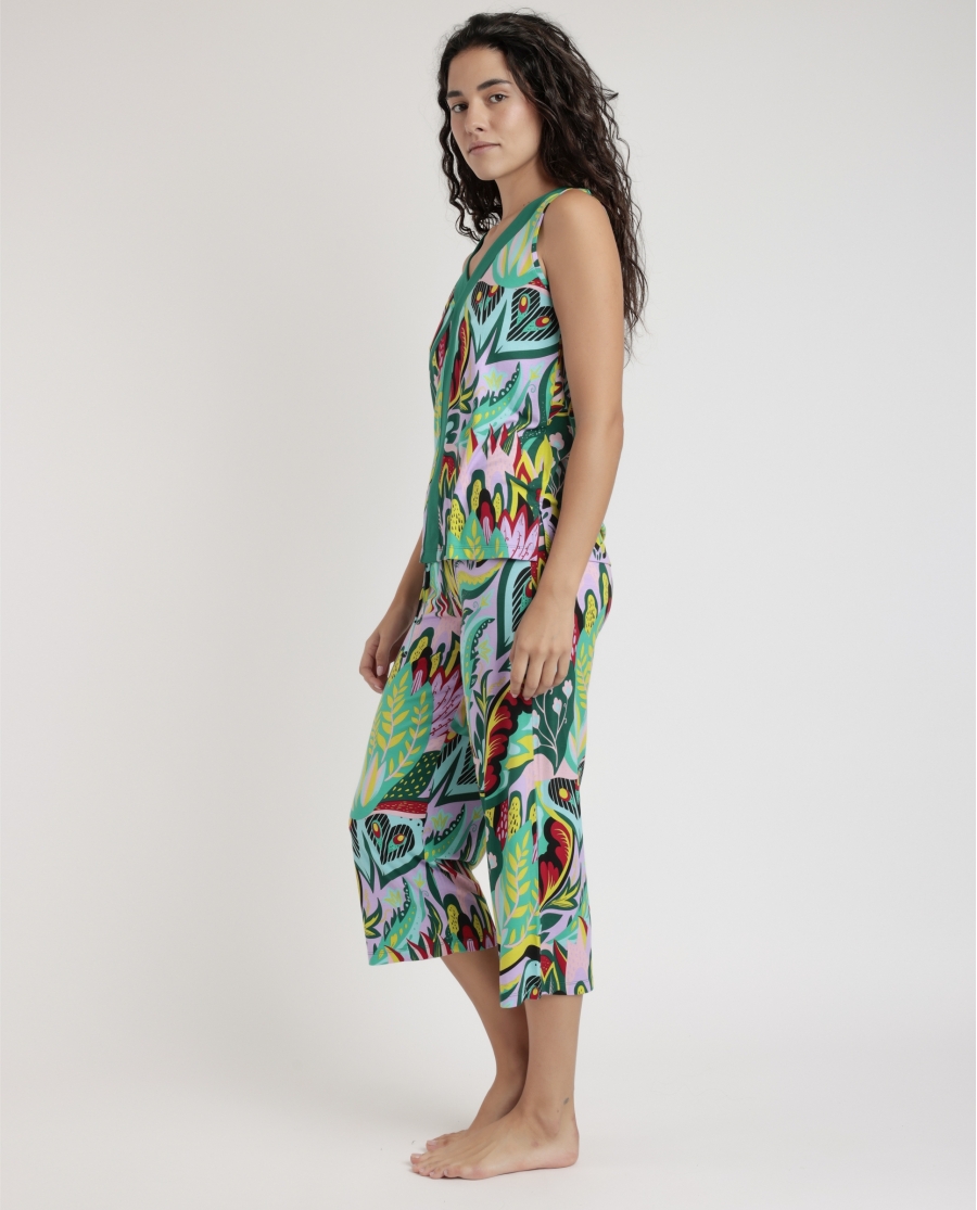 ADMAS LUXURY Pijama Sin Mangas Luxury Hippy para Mujer MULTICOLOR
