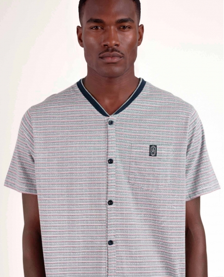 ADMAS CLASSIC Pijama Abierto Manga Corta Espiga para Hombre AZUL 2
