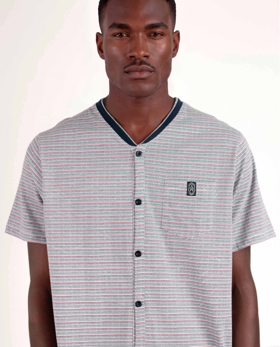 ADMAS CLASSIC Pijama Abierto Manga Corta Espiga para Hombre AZUL