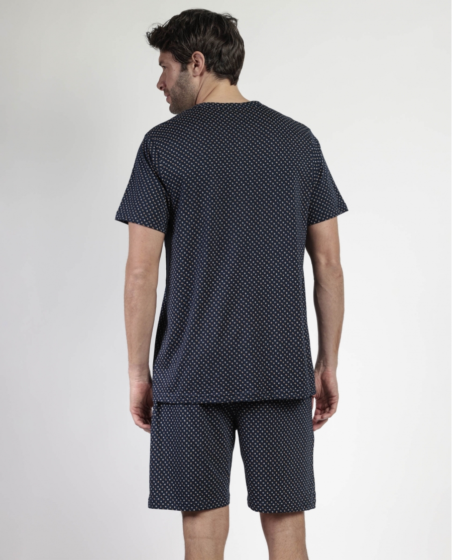 ADMAS CLASSIC Pijama Abierto Manga Corta Leather para Hombre MARINO