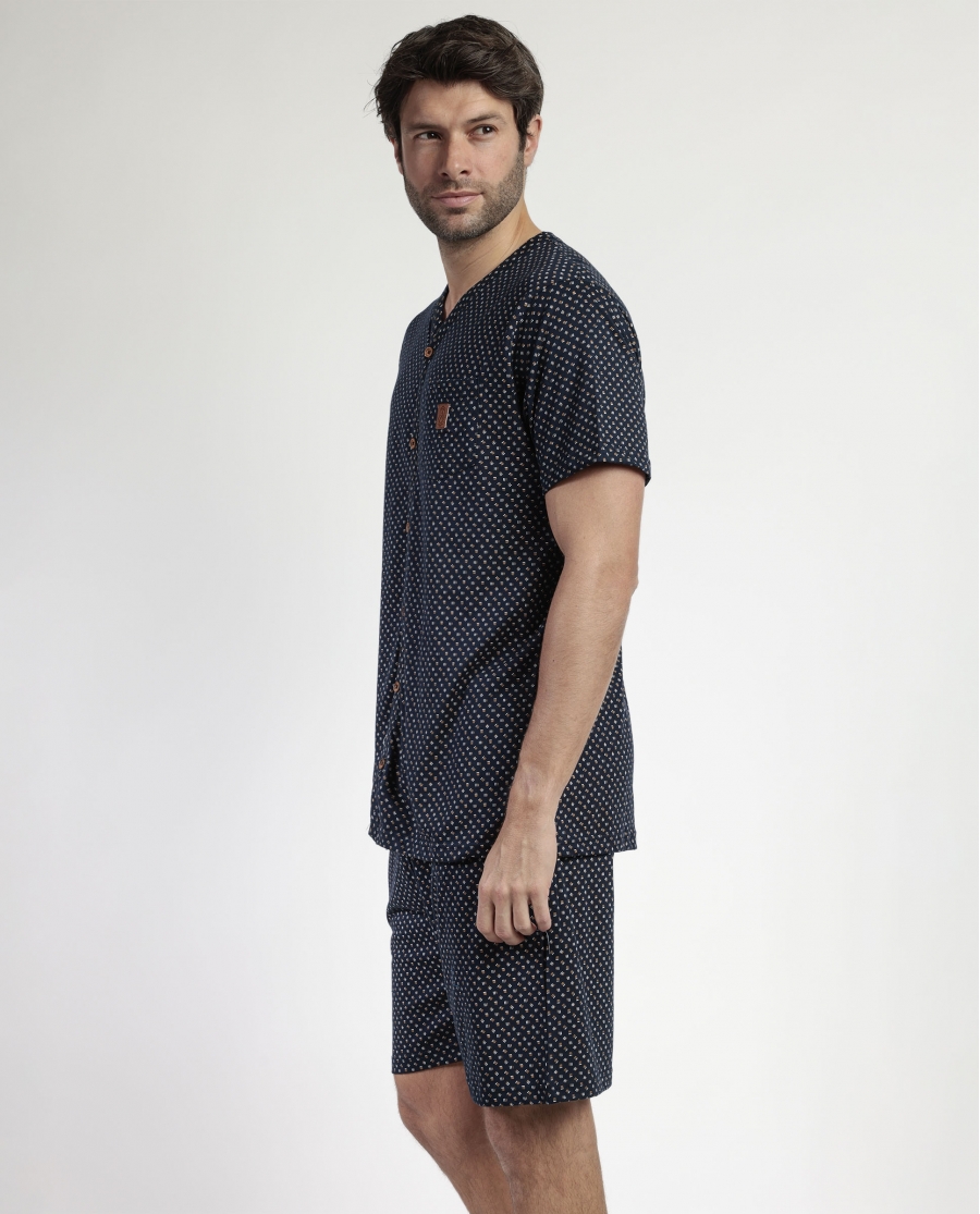 ADMAS CLASSIC Pijama Abierto Manga Corta Leather para Hombre MARINO