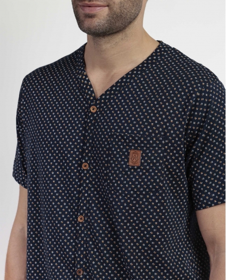 ADMAS CLASSIC Pijama Abierto Manga Corta Leather para Hombre MARINO 2
