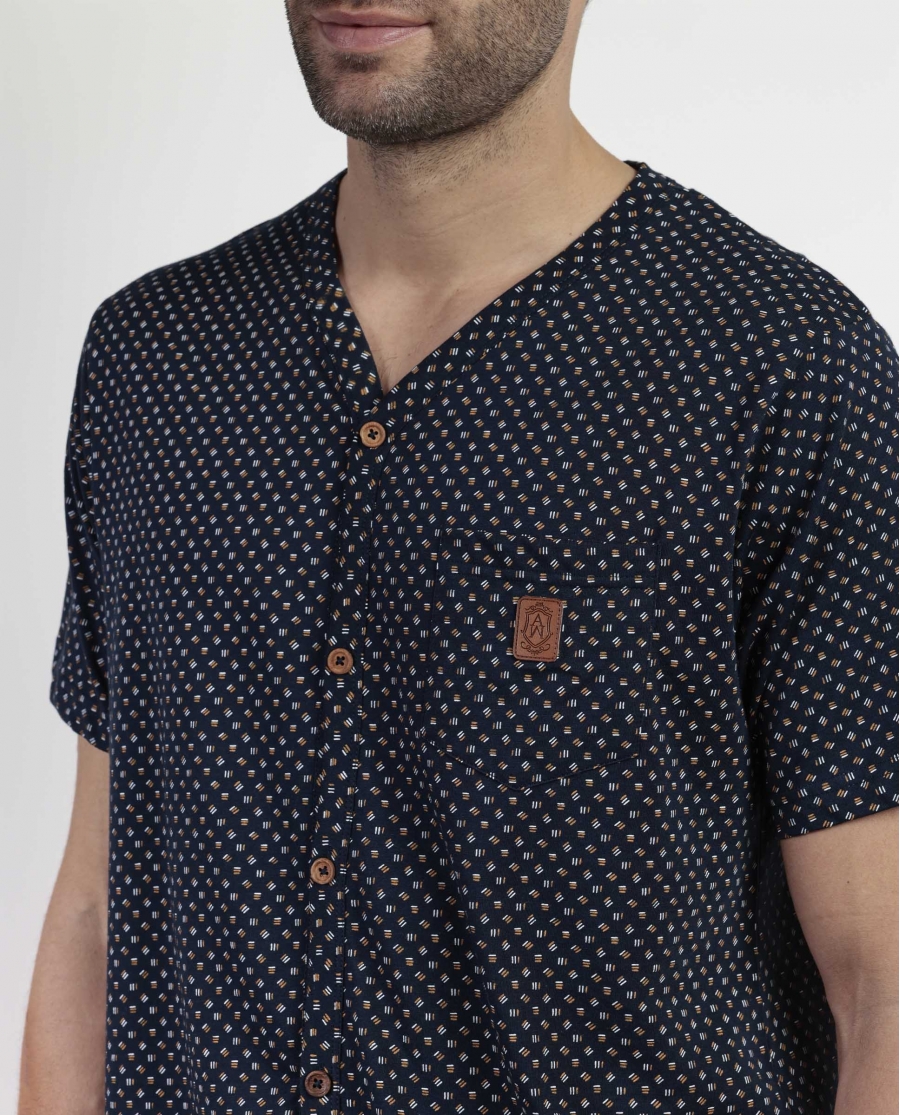 ADMAS CLASSIC Pijama Abierto Manga Corta Leather para Hombre MARINO