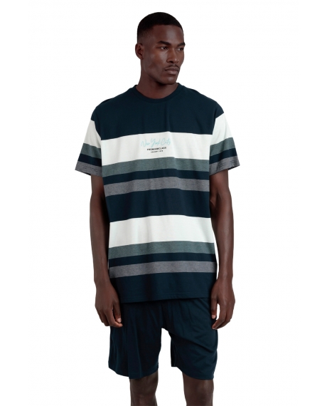 ADMAS Pijama Manga Corta New York City para Hombre AZUL