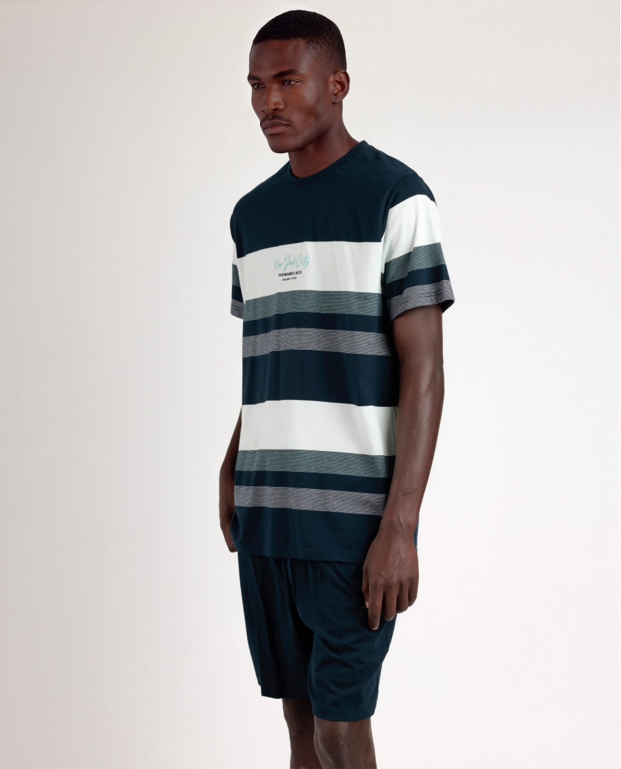 ADMAS Pijama Manga Corta New York City para Hombre AZUL