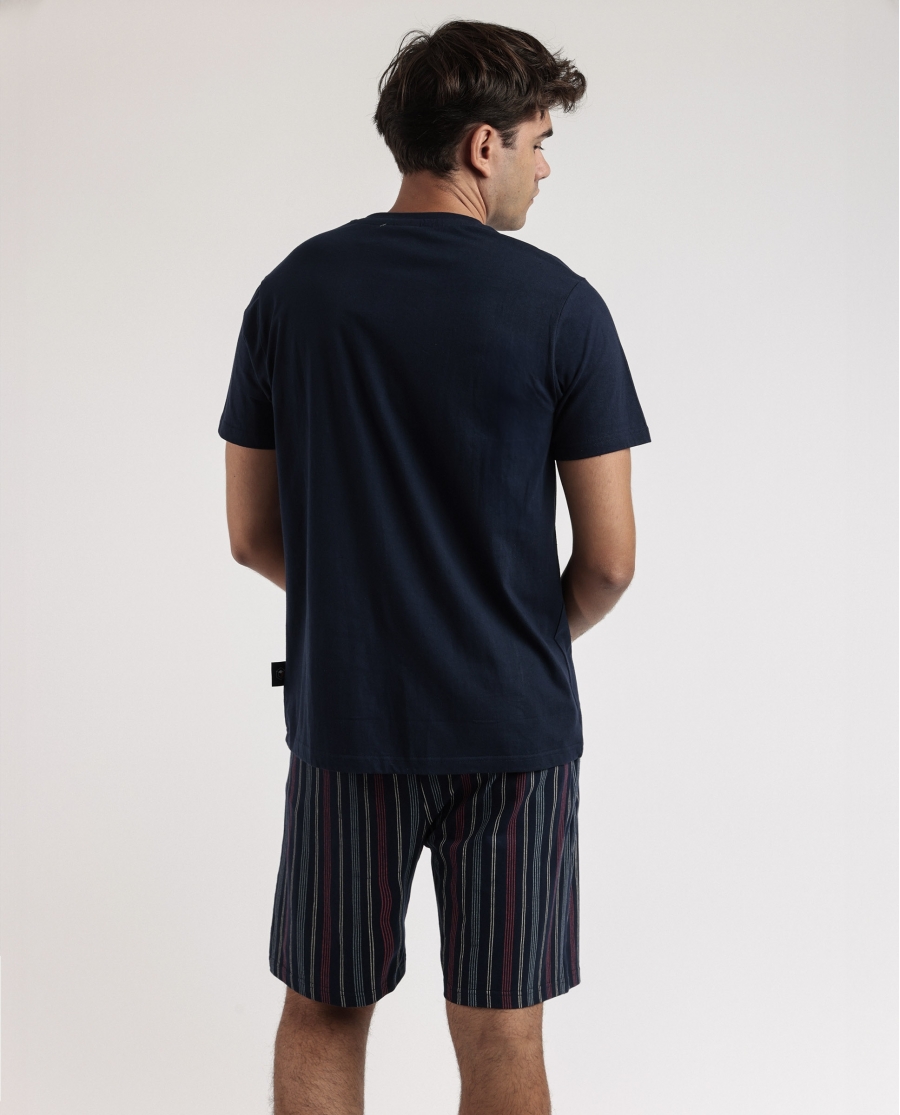 STAY AT HOME Pijama Manga Corta Creative And Not Serious para Hombre MARINO