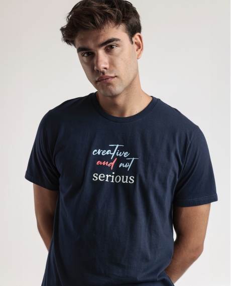 STAY AT HOME Pijama Manga Corta Creative And Not Serious para Hombre MARINO 2