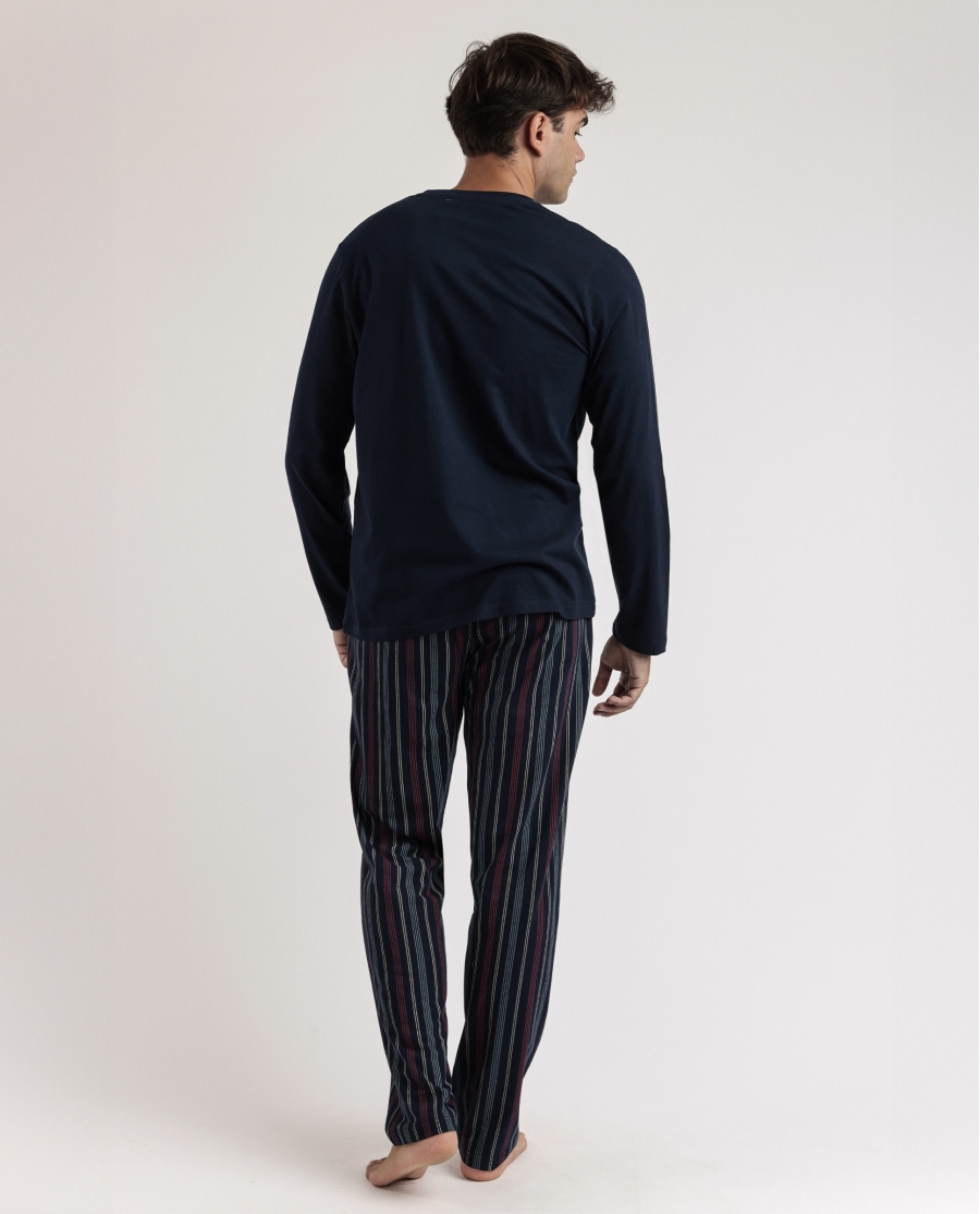 STAY AT HOME Pijama Manga Larga Creative And Not Serious para Hombre MARINO