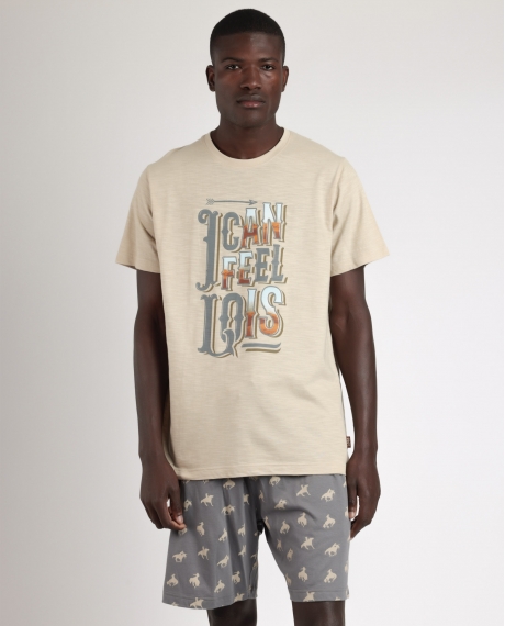 LOIS Pijama Manga Corta Feel It para Hombre CAMEL