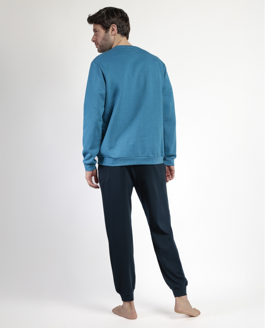 LOIS Pijama Manga Larga Felpa Snow para Hombre AZUL