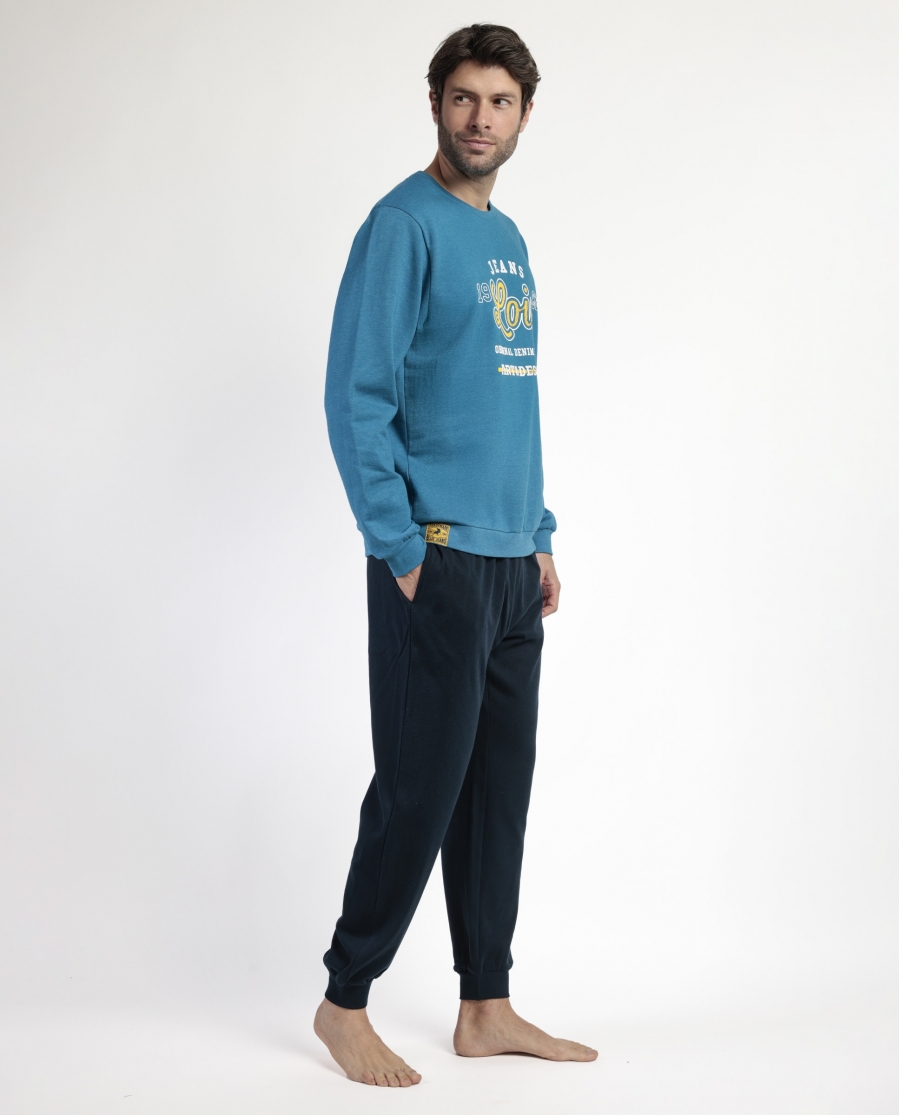 LOIS Pijama Manga Larga Felpa Snow para Hombre AZUL