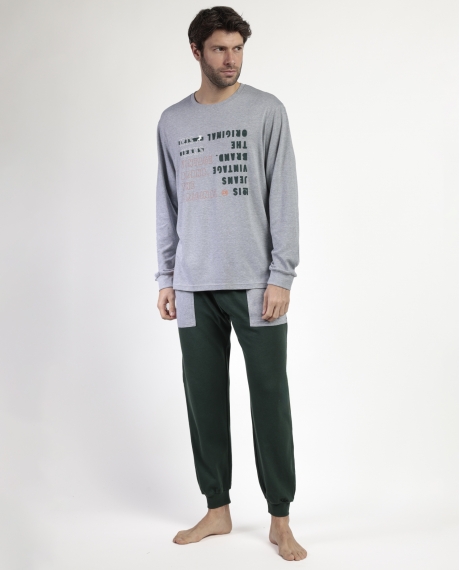 LOIS Pijama Manga Larga Den1962 para Hombre GRIS JASPE