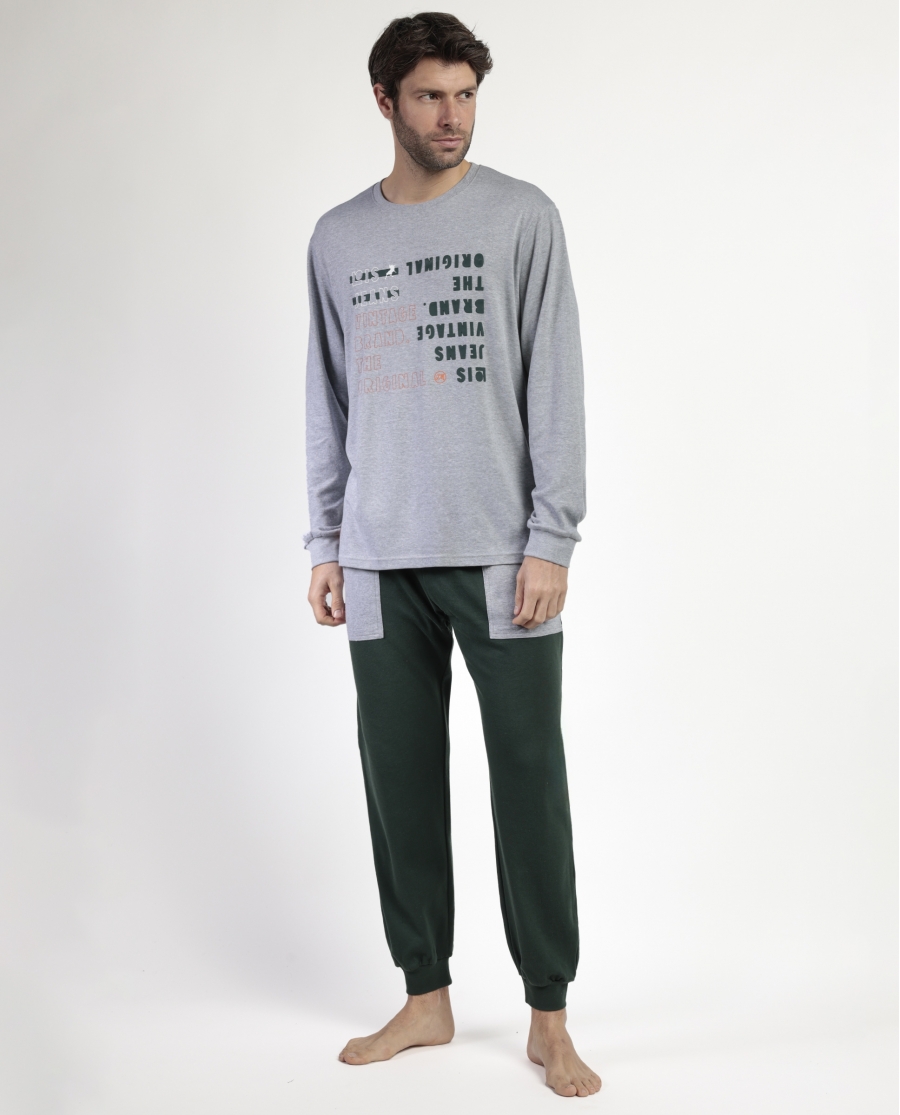 LOIS Pijama Manga Larga Den1962 para Hombre GRIS JASPE