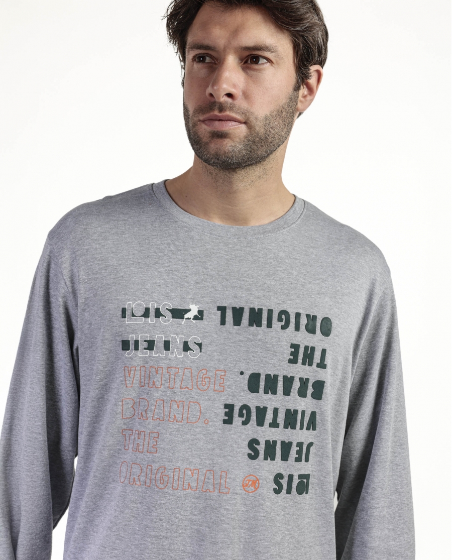 LOIS Pijama Manga Larga Den1962 para Hombre GRIS JASPE