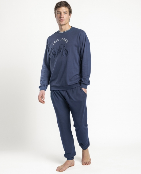 LOIS Pijama Manga Larga Embossing para Hombre AZUL