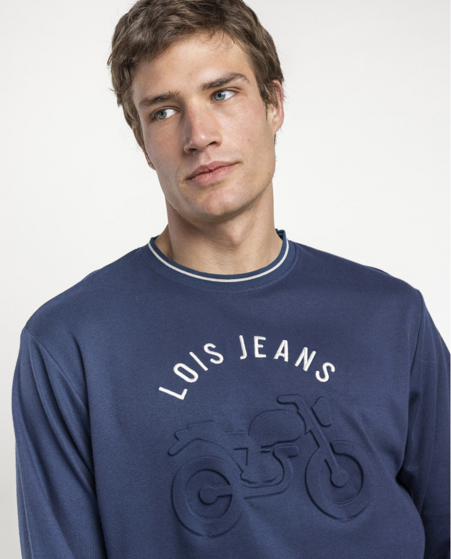 LOIS Pijama Manga Larga Embossing para Hombre AZUL