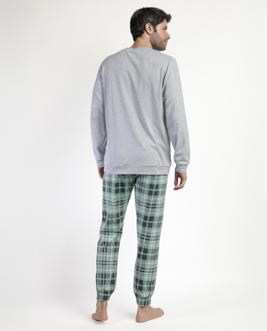 LOIS Pijama Manga Larga Felpa Vintage Car para Hombre GRIS JASPE