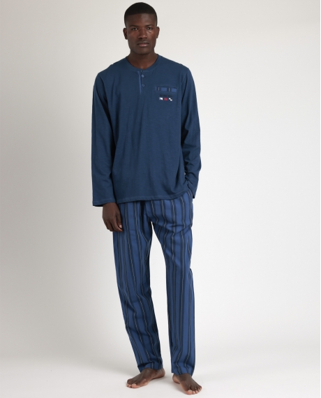 ANTONIO MIRO Pijama Manga Larga Marine Flags para Hombre AZUL