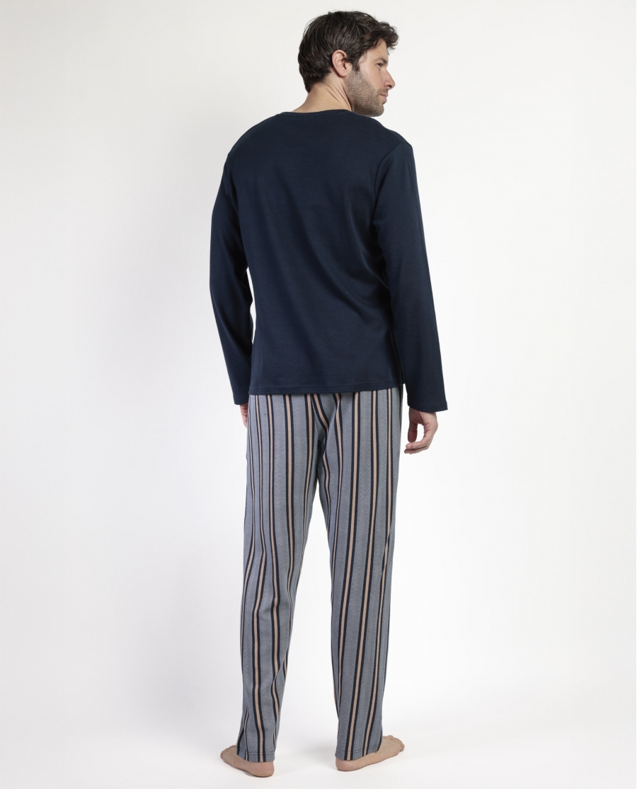 ANTONIO MIRO Pijama Manga Larga Tapeta Pointe para Hombre MARINO