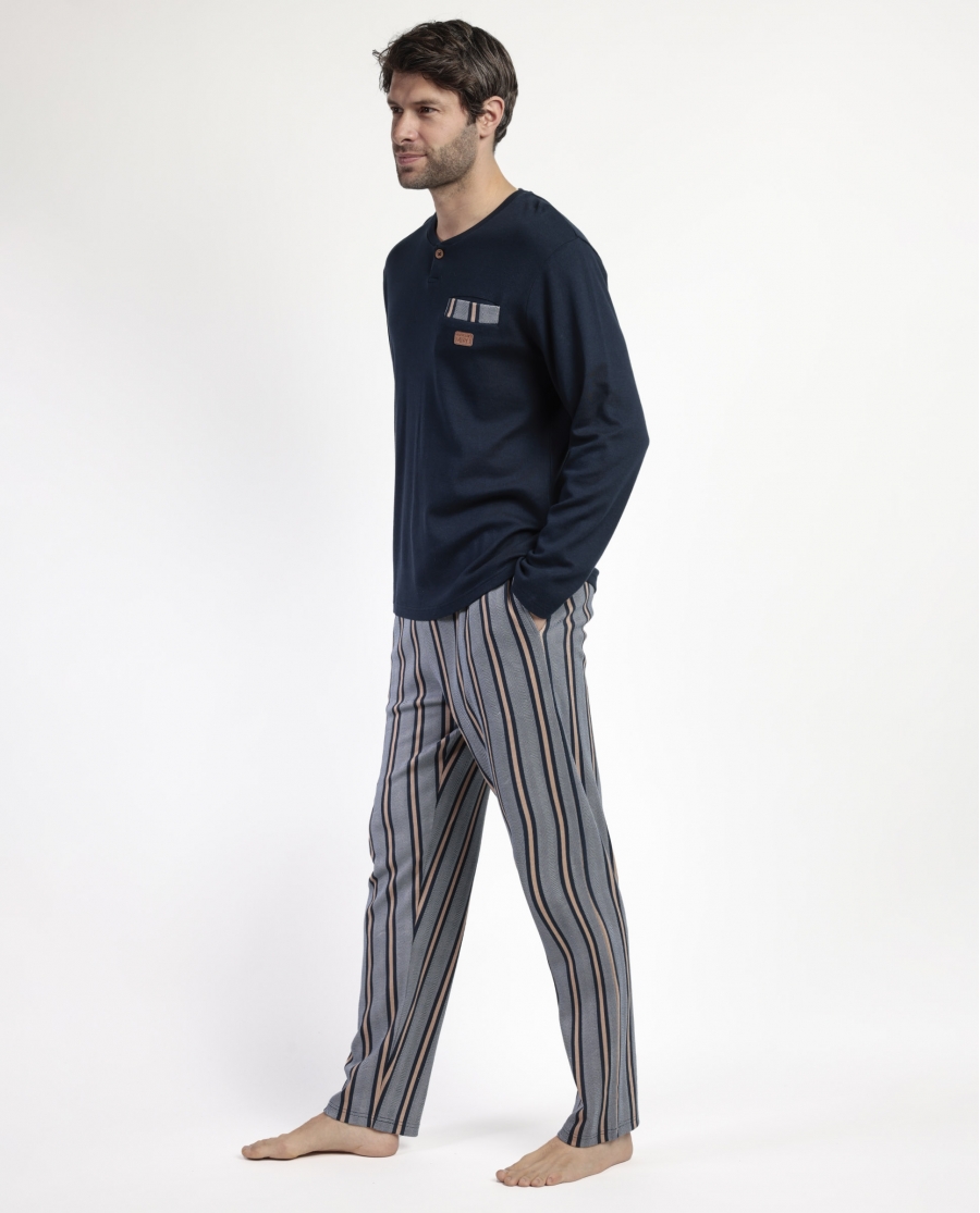 ANTONIO MIRO Pijama Manga Larga Tapeta Pointe para Hombre MARINO