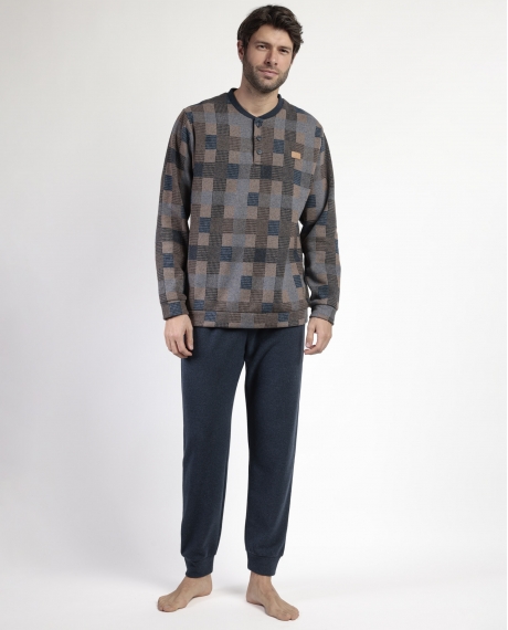 ANTONIO MIRO Pijama Manga Larga Tapeta Rectangles para Hombre MARRON
