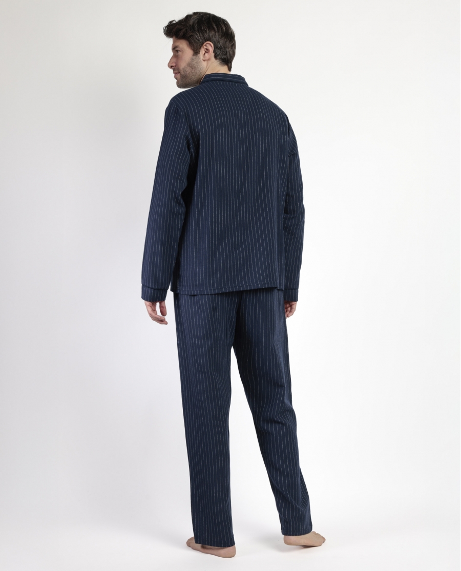 ANTONIO MIRO Pijama Manga Larga Abierto Miro Stripes para Hombre MARINO
