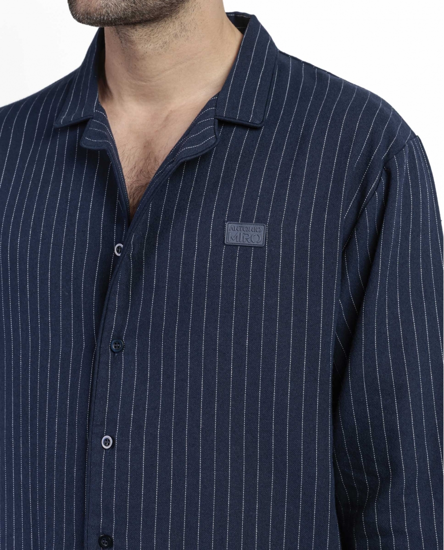 ANTONIO MIRO Pijama Manga Larga Abierto Miro Stripes para Hombre MARINO