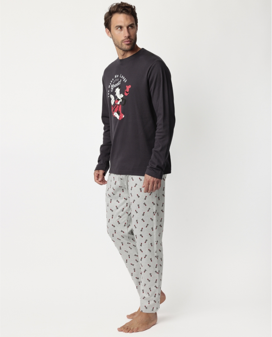 DISNEY Pijama Manga Larga You Make Me Laugh para Hombre MARENGO