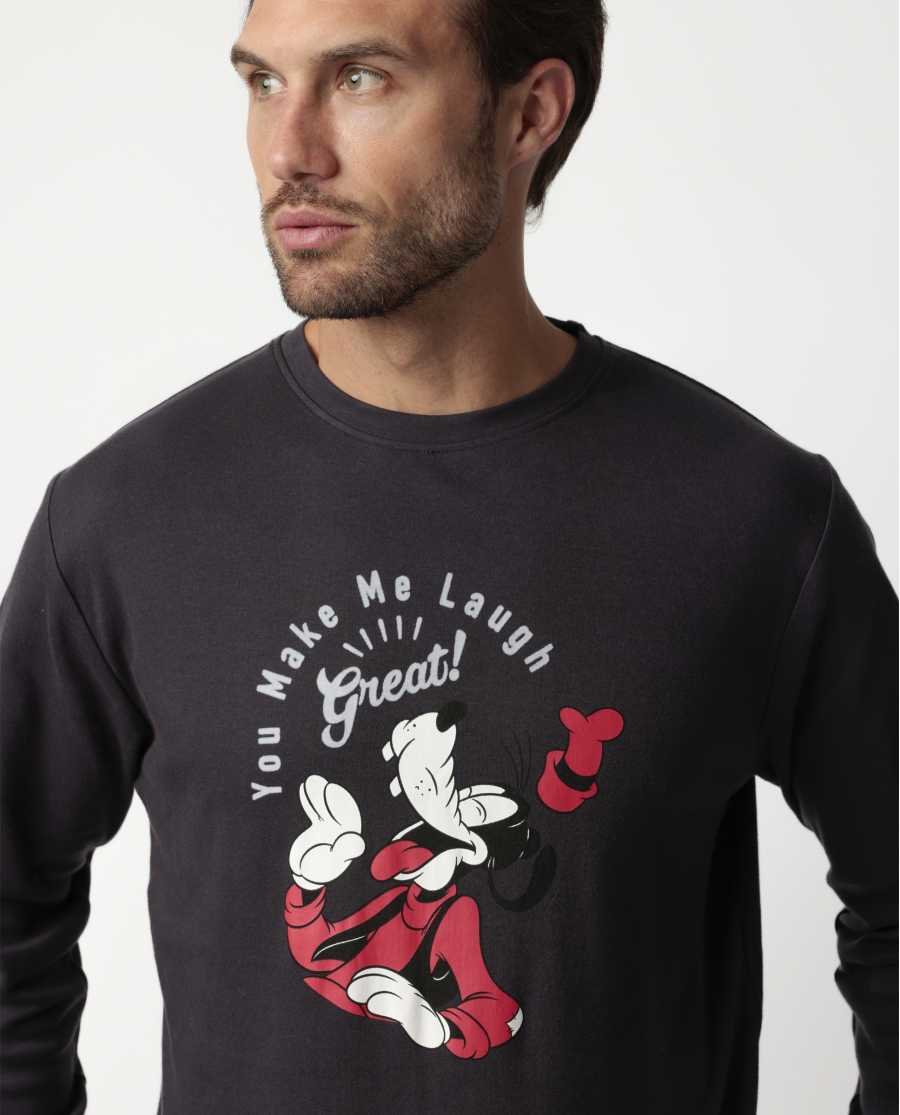 DISNEY Pijama Manga Larga You Make Me Laugh para Hombre MARENGO