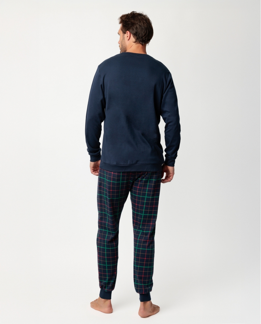 DISNEY Pijama Manga Larga Nap Time para Hombre MARINO