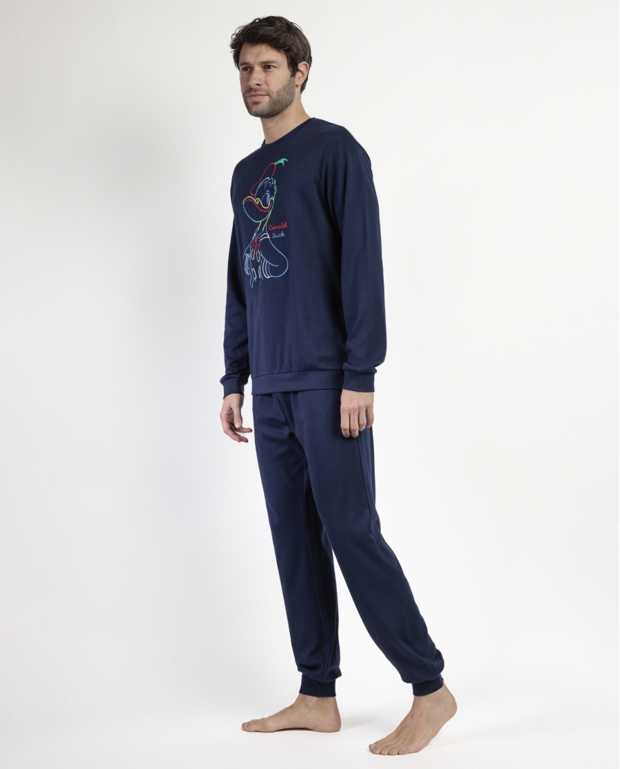 DISNEY Pijama Manga Larga Donald Ok para Hombre MARINO