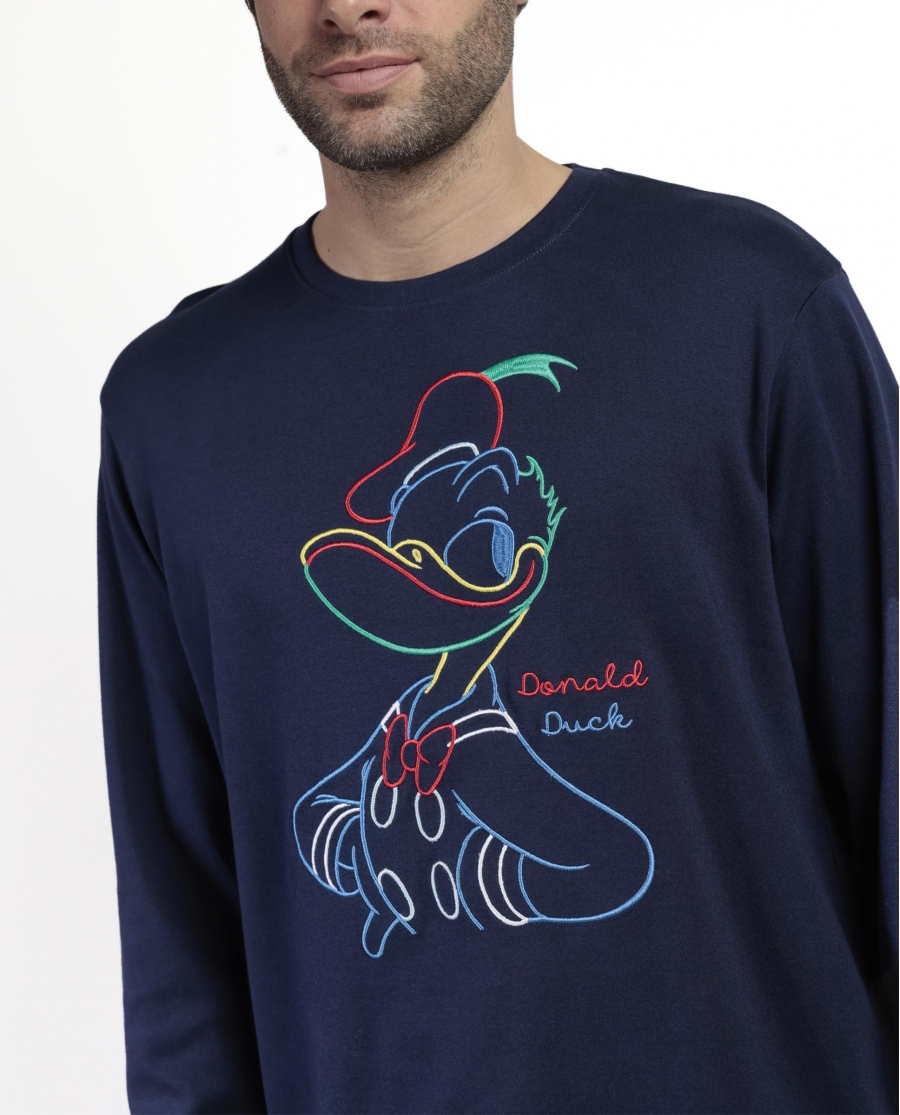 DISNEY Pijama Manga Larga Donald Ok para Hombre MARINO