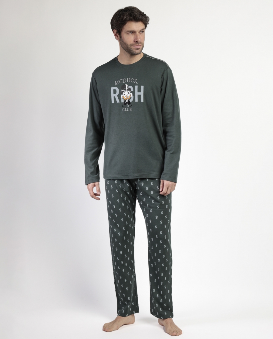 DISNEY Pijama Manga Larga Mcduck para Hombre VERDE