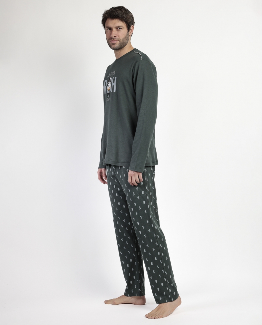DISNEY Pijama Manga Larga Mcduck para Hombre VERDE