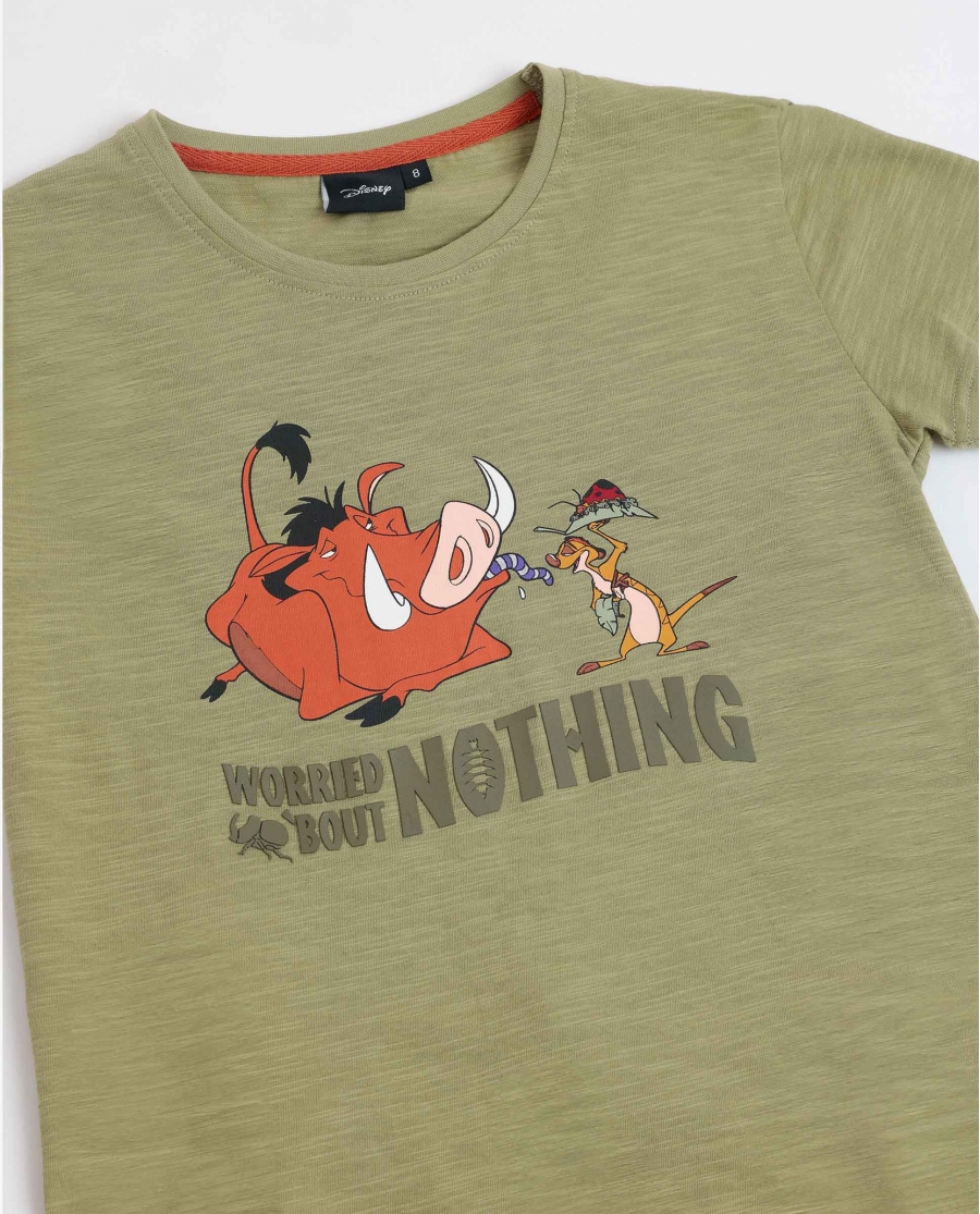 DISNEY Pijama Manga Corta Timon & Pumbaa para Niño CAQUI