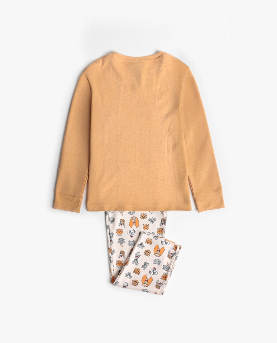 DISNEY Pijama Manga Larga Love Dinner para Niña MOSTAZA