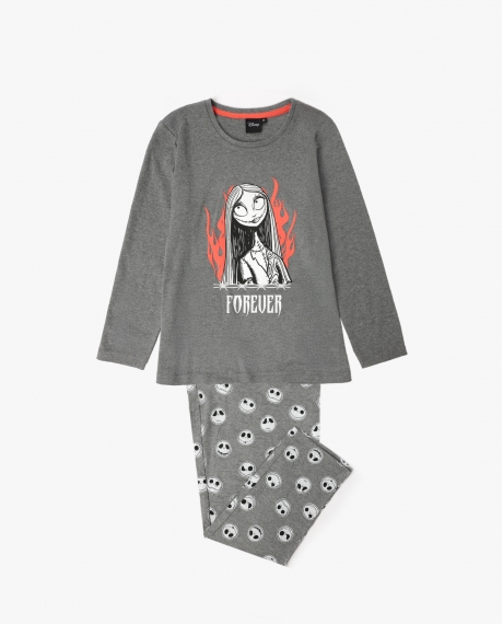 DISNEY Pijama Manga Larga Nightmare para Niña GRIS JASPE