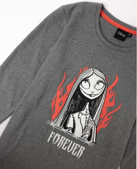 DISNEY Pijama Manga Larga Nightmare para Niña GRIS JASPE 2