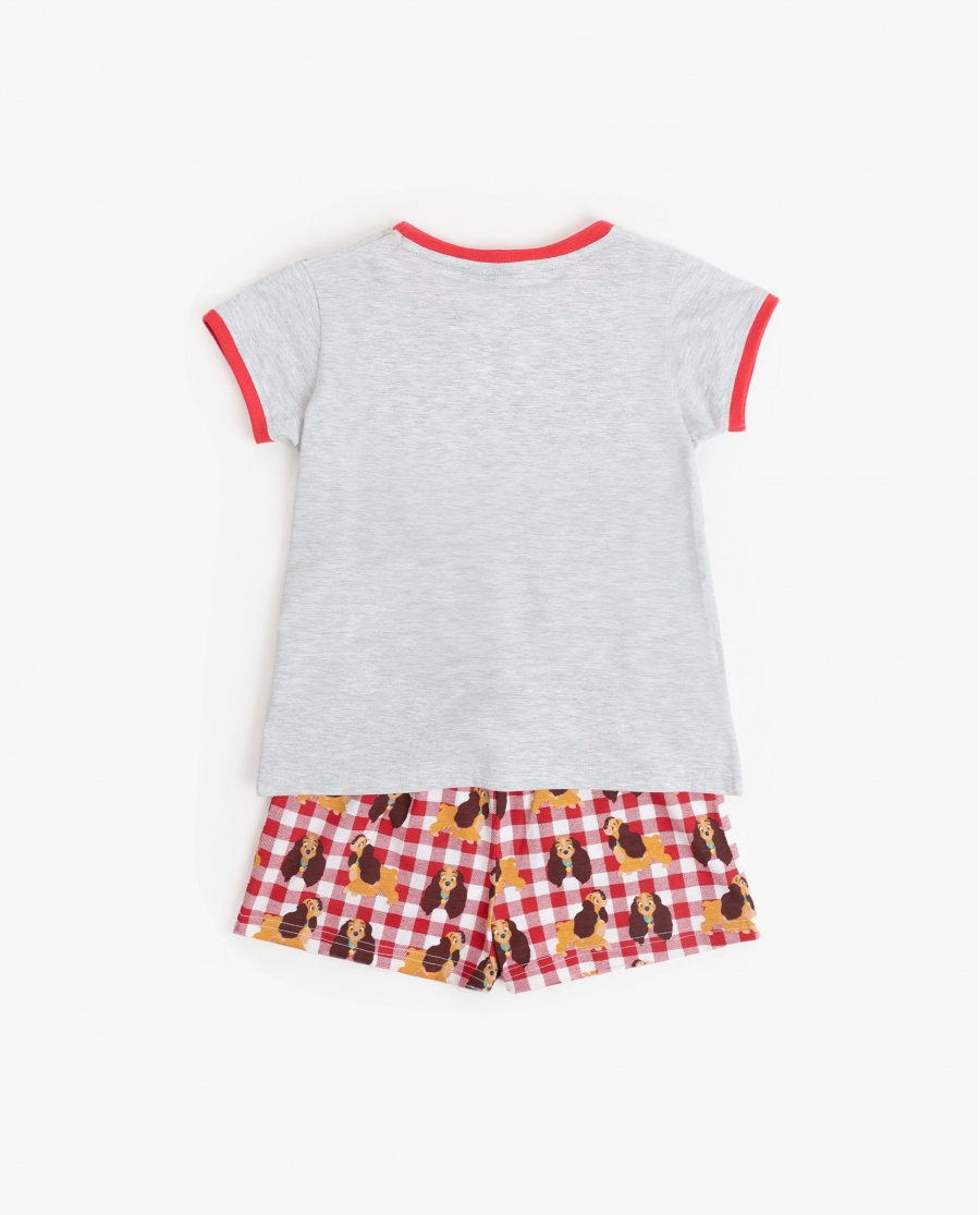DISNEY Pijama Manga Corta Lady And The Tramp para Niña ROJO