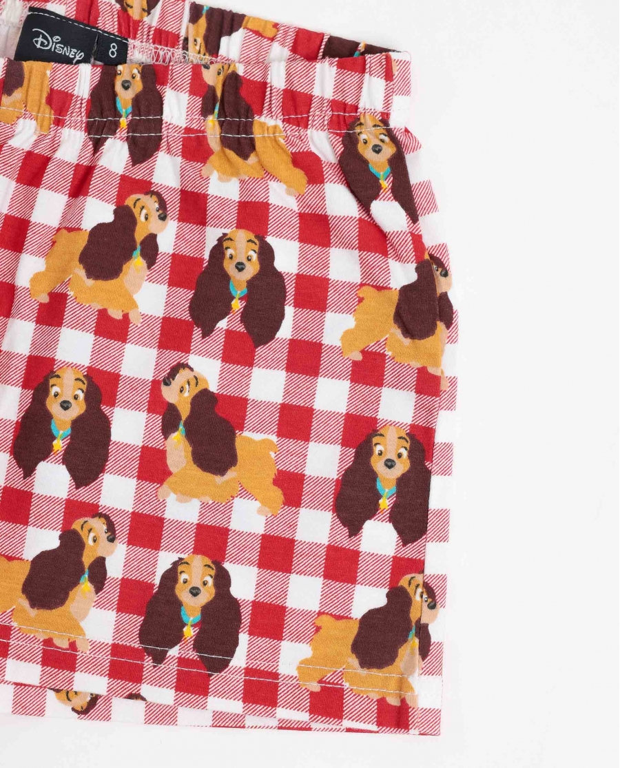 DISNEY Pijama Manga Corta Lady And The Tramp para Niña ROJO