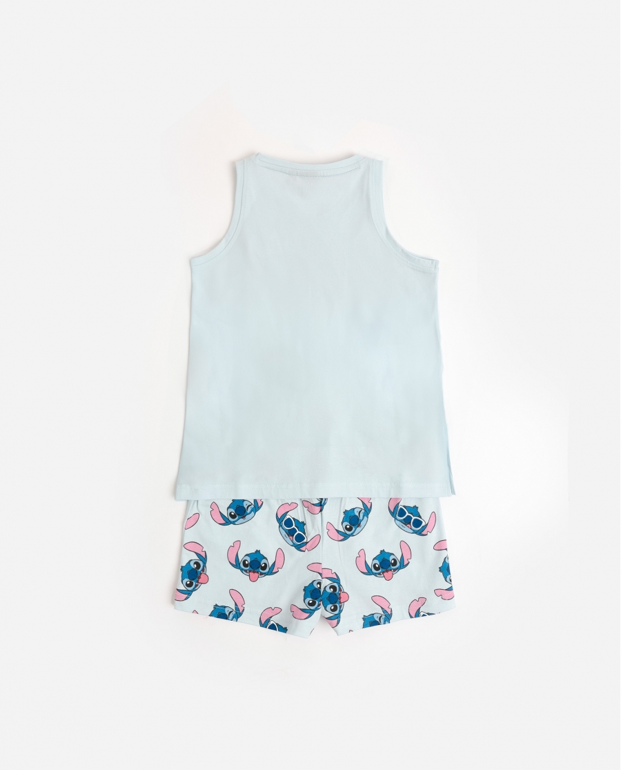 DISNEY Pijama Sin Mangas Stitches para Niña AZUL