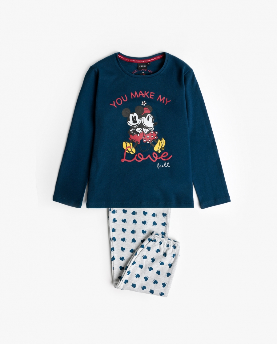 DISNEY Pijama Manga Larga You Make Me Love para Niña MARINO
