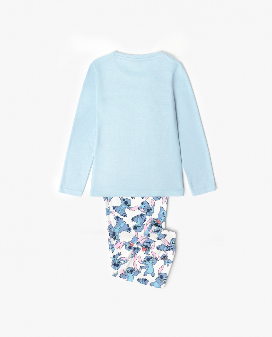 DISNEY Pijama Manga Larga Stitch & Angel para Niña AZUL