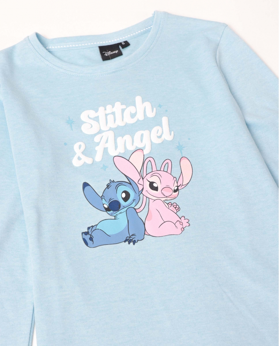 DISNEY Pijama Manga Larga Stitch & Angel para Niña AZUL