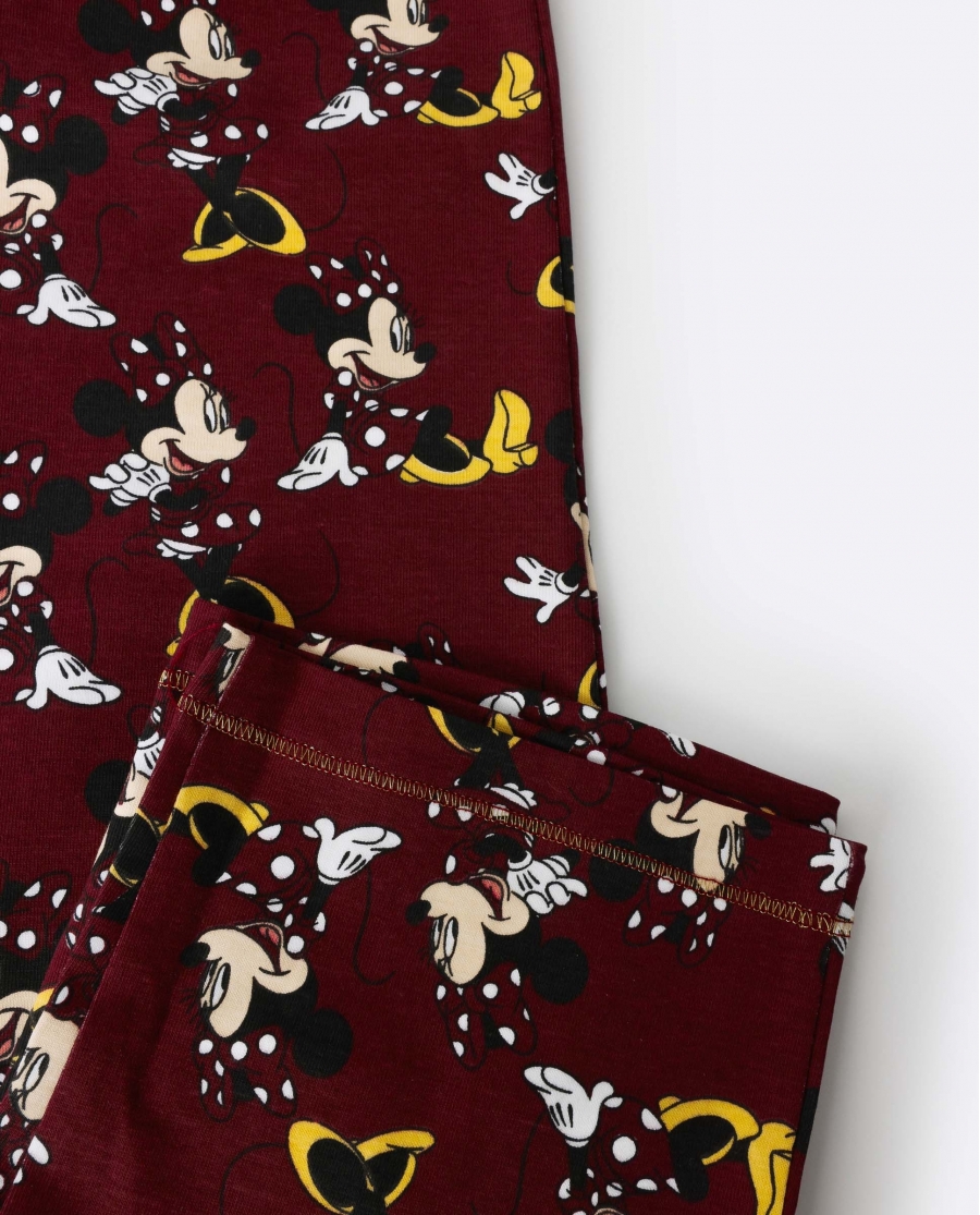 DISNEY Pijama Manga Larga Minnie Mouse para Niña BURDEOS