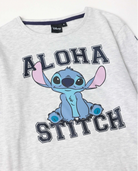 DISNEY Pijama Manga Larga Aloha Stitch para Niña GRIS JASPE 2