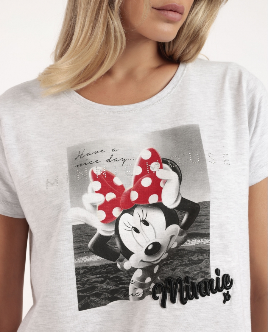 DISNEY Pijama Manga Corta Minnie Photo para Mujer GRIS JASPE