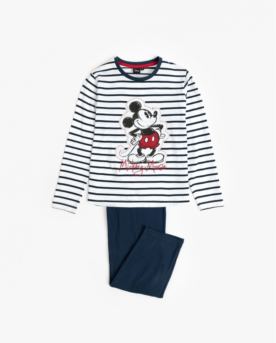 DISNEY Pijama Manga Larga Mickey Patch para Niña MARINO